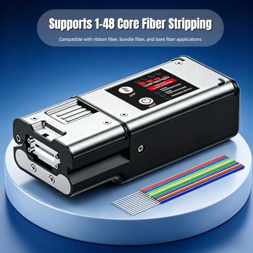 Fiber Optic Thermal Stripper, 1-48 Core Multi-Fiber Ribbon Stripping Tool with 8-Level Temp Control & Dual Heating Mode, Professional Fiber Coating Remover for Bare & Bundle Fiber.