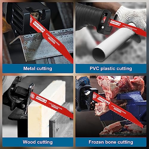 50 Pack 9 Inch 6/12 Tpi Reciprocating Saw Blades Bi-Metal Steel Demon with Perma-Shield Coating Stud and Reciprocating Saw Blades for Cutting Embedded Wood Metals PVC Pallets etc. - size: 9in 50Pack, style: 6/12 Tpi