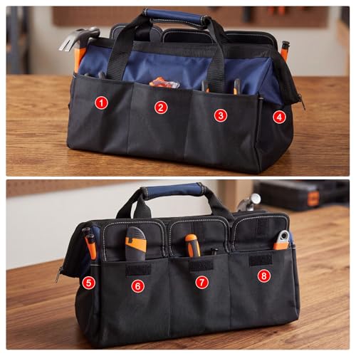 Sanwuta 3 Pack 18 Inch Tool Bags, Side Pockets, Blue, Red, Yellow - color: Blue, Red, Yellow, size: 18 Inch, style: Side Pockets
