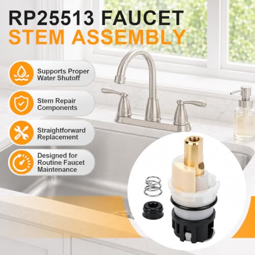 2-Pack RP25513 Faucet Stem Replacement Kit, Compatible with Delta Two-Handle Faucets Using Seats & Springs, Replaces RP24096, with RP4993 Seats & Springs and RP24097 1/4 Turn Stops