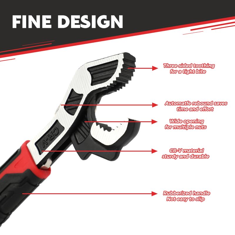 Multifunctional Adjustable Wrench, Automatic Size Adjustment Self-locking Wrench, 15-25mm Spring QuickWrench, Suitable for Pipeline Maintenance, Can Replace RatchetWrench, Pipe Clamp, etc. - size: 1-Piece Set (8 inch)