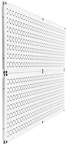 Pegboard Rack Wall Control Home & Garage Tool Storage & Organization White Metal Pegboard Pack - Two 32-Inch x 16-Inch White Steel Peg Board Panels - color: White