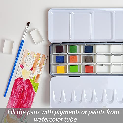 FCLUB Empty Watercolor Palette Paint Tin with 21Pcs Watercolor Full Pans - style: Tin Box with 21 Full Pans