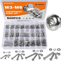 800PCS M3 M4 M5 M6 Phillips Pan Head Screw Assortment Kit - size: M3M4M5M6