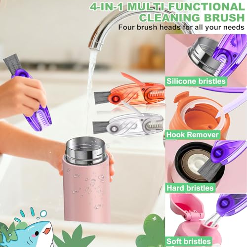 4 in 1 Cup Lid Cleaning Brush, Portable Water Bottle Brush, Multifunctional Cup Lid Cleaner Brush Set for Tight Spaces, Bottle Gaps, Tumblers, Travel Mug Caps(3 PCS) - color: White, Purple, Orange(3 Pcs)