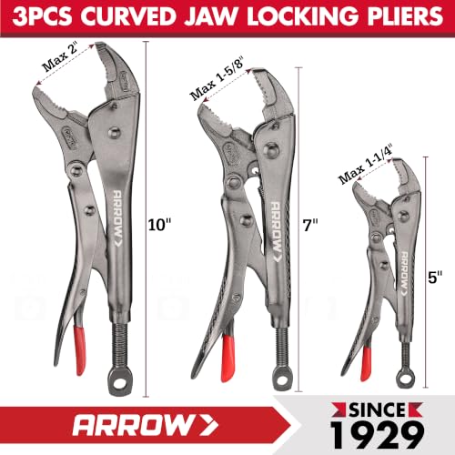 ARROW 5-piece Locking Pliers Set, Chromium-Molybdenum Vice Grips - style: 5-piece