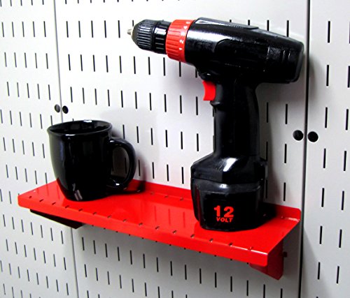 Wall Control Shelf 4in Deep Pegboard Shelf Assembly Pegboard and Slotted Tool Board – Red - color: Red