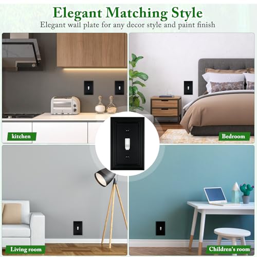 Matte Black Decorative Outlet Covers Wall Plates, Bamboo Fiber Light Switch Covers, Natural Material Electric Receptacle Switch Plate Outlet Cover of various styles (1 Gang Toggle 4 Pack) - size: 1 Gang Toggle 4 Pack