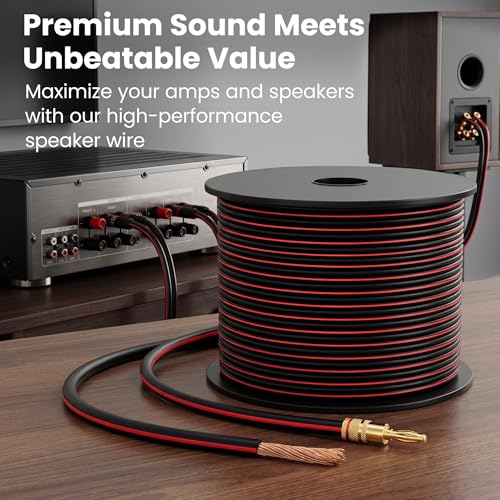 GEARit 12 Gauge Speaker Wire 100FT, 12/2 CCA Cable for Home Theater - color: Black, size: 12AWG / 100 Feet