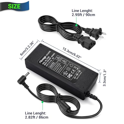 Facmogu 12V 10A Power Supply Adapter, 120W AC to DC 110V to 12V Converter - size: 12V 10A (2 Prong Plug)