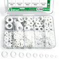 1200PCS White Nylon Washers Assortment Kit, Nylon Flat Washers for Bolts, 9 Metric Sizes Rubber Washers for Screws -M2, M2.5, M3, M4, M5, M6, M8, M10, M12 - size: WHT M2-M12 (1200PCS), style: Nylon Washer