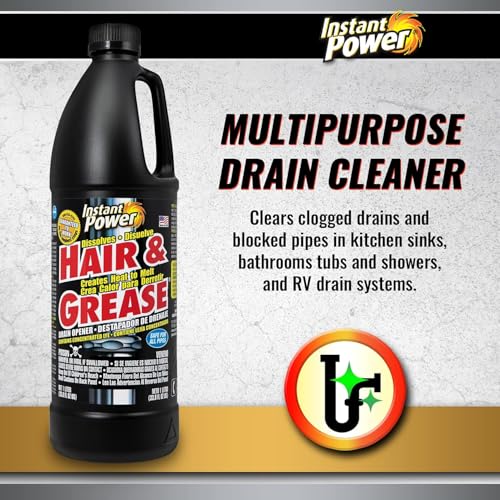 Instant Power Hair & Grease Drain Opener & Clog Remover, 1 Liter, 2 Pack - size: 33.8 Fl Oz (Pack of 2)