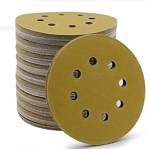 5-Inch 8-Hole Hook and Loop Sanding Discs, Orbital Sander Sandpaper Discs, 100 Pieces Round Sandpaper Set, 180 Grit - size: 180-Grit