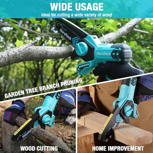 DURATECH 12V Mini Chainsaw, 6 Inch Cordless Electric Wood Cutting Saw