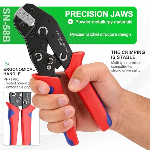 Twidec/Wire Crimping Tool with Ratchet 24-16 AWG Wire Crimping Pliers,Ratchet Wire Crimper Tool for Open Barrel Terminal Connectors,Electrical Crimping Tool SN-58B - style: SN-58B AWG24-16