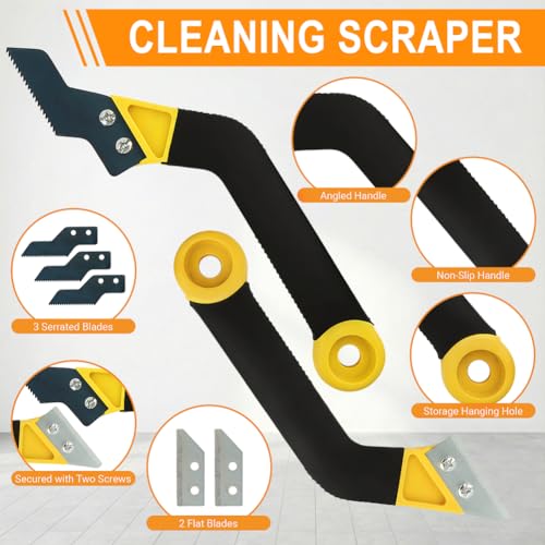 43 Pack Grout Removal Tool Kit, Tile Grout Cleaning & Caulk Remover Set with Scrapers, Saws, Blades & Gloves, Ergonomic Floor Tile Cleaning Tools for Bathroom, Kitchen, Shower