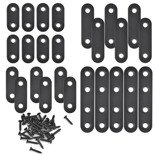 Mending Plates for Wood - 28 Set Metal Flat Plate Straight Bracket for Board, Bed Frame, Furniture & Shelves,Wood Connector Brackets,Stainless Steel (4 Size-28 Set) - size: 4 Sizes Set (1.42/1.81/2.2/3 inches)
