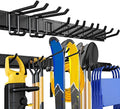 UUP 48" Garage Tool Organizer Wall Mount, 440lbs Garden Garage Storage Garage Organization with Adjustable Heavy Duty Hanging Hooks, Yard Rack Hanger System Shovel Rake Broom Ladder Holder, Men Gift - size: 48" Alloy Steel with 3 Panels & 7 Hooks