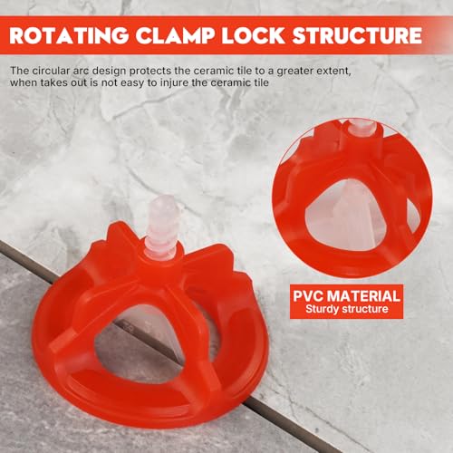 DGSL Tile Leveling System 1/8 Inch, 900 Tile Spacers and 300 Red Cap - size: 1/8 Inch * 900 Base+300 Caps