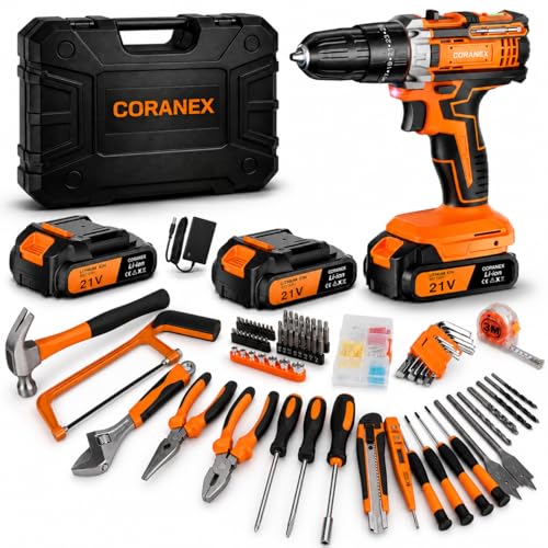 21V Cordless Drill Set with Toolbox & All-in-One Tool Kit
