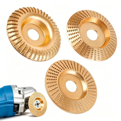 Tungsten Carbide Cutting Wheel, Angle Grinder Polishing Pad，Heavy-Duty Wood Carving Disc Set for 4" & 4-1/2" Grinders,Woodworking Attachment for Cutting,Shaping,Sanding(Mix, 3PCS)