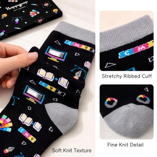 HAPPYPOP Funny Gifts for Women Men - Mechanic Graphic Designer Bus Driver Plumber Sock - color: Trust Me I'm a Graphic Designer Black
