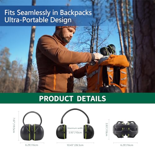 SATA NRR 31dB Hearing Protection Ear Muffs, SNR 37dB Noise Cancelling Headphones, Adjustable Safety Hearing Protector for Gun Shooters, Construction, Mowing