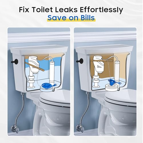Universal Toilet Flapper Replacement Kit: 2 Inch Toilet Tank Flapper 2 Stainless Chains Designed for American Standard Kohler Toto Gerber Toilet Stopper Water Saving Easy to Install Heavy Duty Rubber