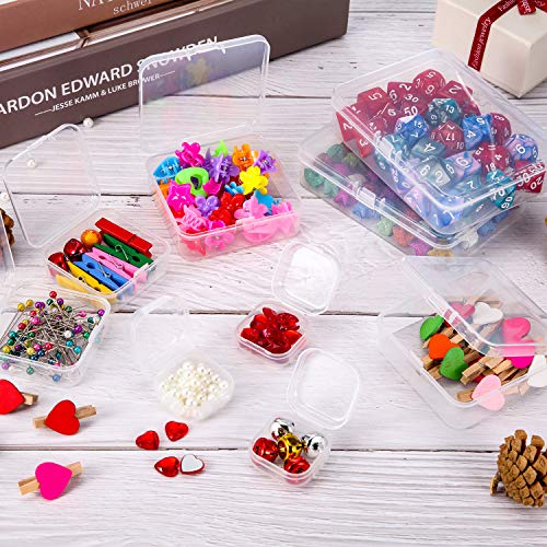 SATINIOR 24 Packs Small Clear Plastic Beads Storage Containers Box with Hinged Lid for Storage of Small Items, Crafts, Jewelry, Hardware (3.5 x 2.4 x1.2 in) - size: 3.5 x 2.4 x1.2 in