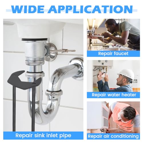NINEFOX 2 Pcs Multifunctional Sink Wrench, Multifunctional Basin Wrench, 7-Type Sink Wrenchs Faucet Tool, Washbasin Wrenchs Set, for Kitchen Bathroom Tight Spaces