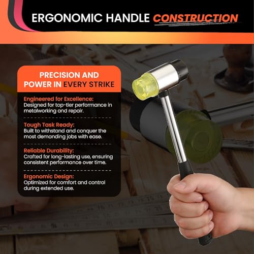 25mm Small Rubber Mallet Hammer with Dual Polyurethane & PVC Heads