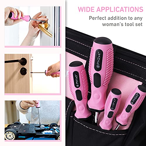 FASTPRO 8-Piece Pink Magnetic Screwdrivers Set - color: Pink