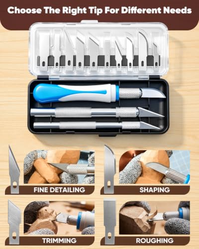SakerNeo 35PCS Wood Carving Kit Whittling tools Set - color: Brown 35pcs
