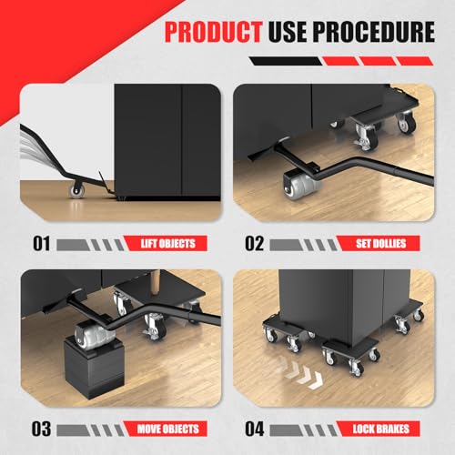 Kavlium Heavy Duty Furniture Dolly,5-Wheel Furniture Movers,6.3 Inch - color: Black, size: 6.3in