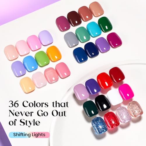 Beetles Gel Nail Polish Set, 36 Colors Pink Purple Red Green Blue Brown - color: Shifting Lights - 36 Colors