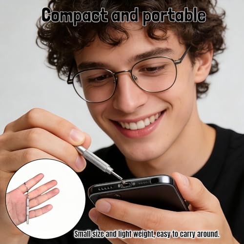Glasses Repair Kit, 2-Pack 3-in-1 Precision Screwdriver Set with Keychain, Mini Stainless Steel Screwdriver Tool for Eyeglasses, Sunglasses, Phone, Watch, Laptop, and Jewelry (Flathead, Phillips, Hex)
