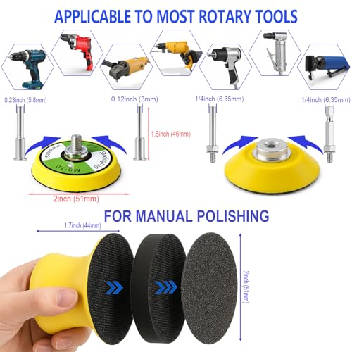 137PCS 2 Inch Sanding & Polishing Kit, Hook and Loop Backing Pads for Drill - size: 2 Inch