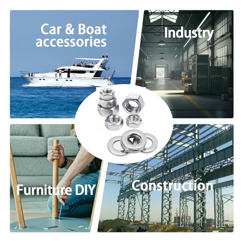 Dianrui 276 PCS Metric Hex Nut and Washer Assortment Kit, 7 Size Nuts and Washer Set (M3 M4 M5 M6 M8 M10 M12) 304 Stainless Steel Hardware Hex Nuts for Screw Bolt - size: 276PCS Metric Kit (M3—M12)