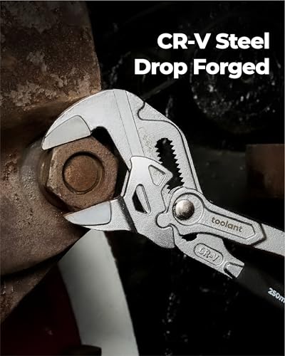 toolant 10-Inch Chrome Plated Pliers Wrench, CR-V Adjustable Wrench with Anti-Rust Coating, Smooth Parallel Jaws, Comfort Grip and Storage Pouch for Home Repair, Plumbing, Nuts, Water Pipes - size: 10-inch Chrome