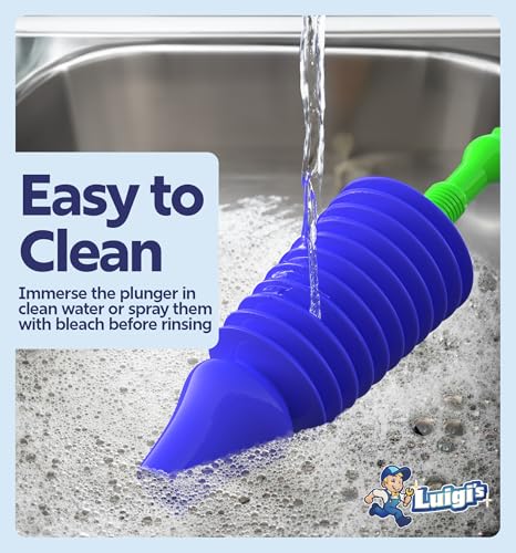Luigi's Toilet Plunger - Unclogger Plungers for Bathroom - Heavy Duty Clog Remover with Effective Unblocker Bellows Design - Remover Tool to Unblock Toilet Blockage - Blue - size: Blue Toilet Plunger