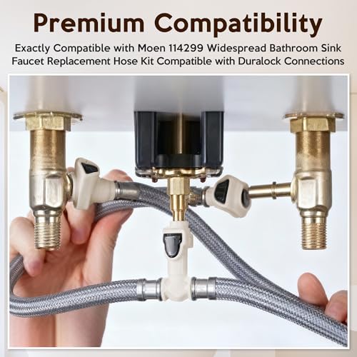 Enhon 2 Pack Replacement Hose Kit Compatible with Moen 114299 113016, Widespread Bathroom Sink Faucet Replacement Hose Kit Compatible with Duralock Connections, Easy No Tool Installation, Leakproof
