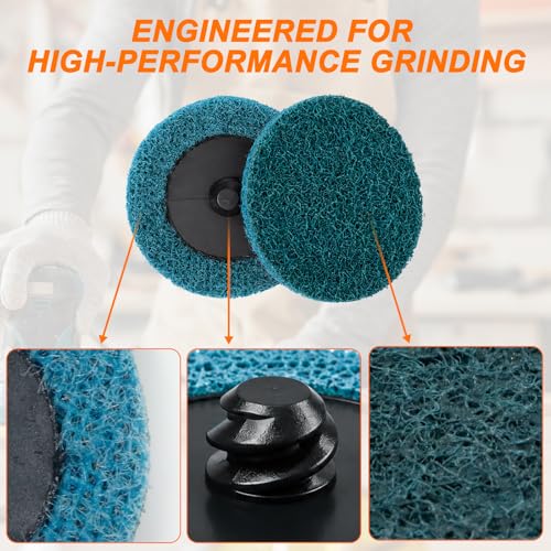 30 Pcs Quick Change Surface Prep Discs, 2 Inch(Coarse to Extra Fine) Aluminium Oxide Nylon Roll Lock Sanding Discs, with 1/4" Round & Hex Shank, for Die Grinder, Grinding, Polishing - color: Brown 30 PCS
