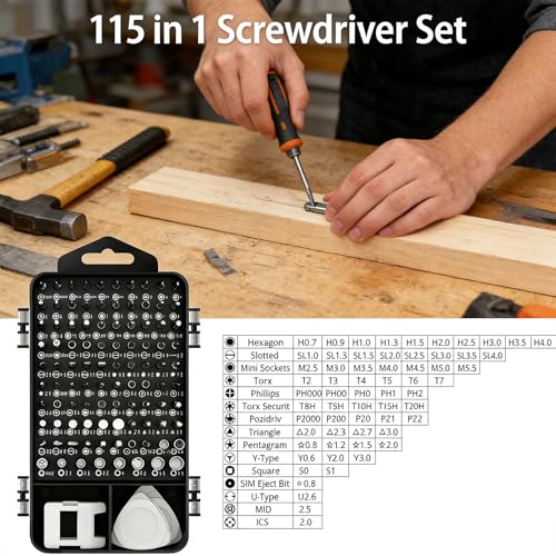 115-in-1 Small Screwdriver Set,Precision Screwdriver Set, Professional Repair Tool Kit for Phone, Computer, Watch, Console, Eyeglass and Electronic, Men Tools Gift Gray - color: Gray