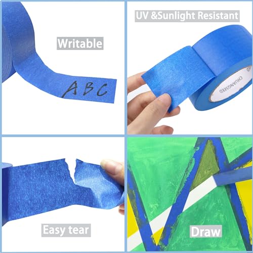CHUANGSEED 3-Pack Blue Painters Tape 1.88 Inches x 60 Yards Blue Masking Tape Bulk - Sharp Edge Line Technology, Produces Sharp Lines Residue-Free and Artisan Grade Wall Trim Tape - color: Blue