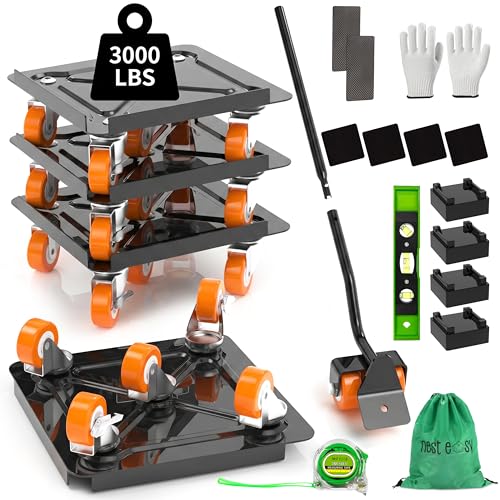 Heavy Duty Furniture Dolly 360 Rotate 5 Wheels 3000 Lbs Capacity 5.3x5.3 in - color: Orange, size: 5.3x5.3 IN