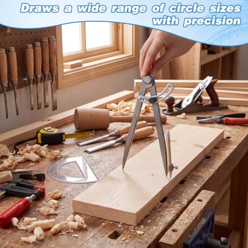 8 Inch Professional Compass for Woodworking with Wing & Protractor, Clear - color: Clear, size: 8 Inch