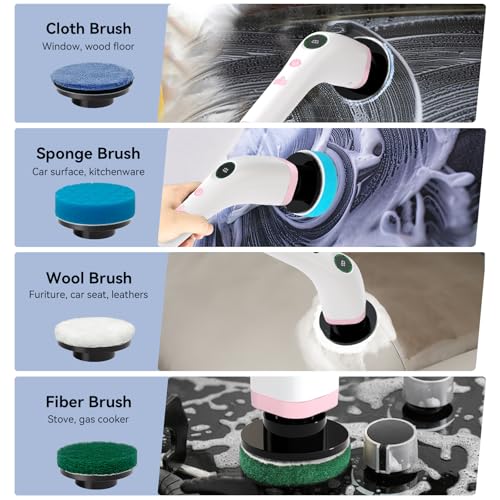 Electric Bathroom Cleaning Brush Cordless Shower Scrubber SD-CTB01 - color: Pink