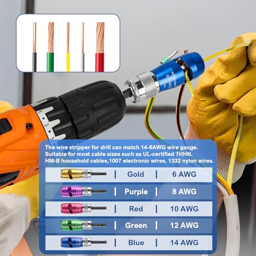 Wire Stripper for Drill, Wire Twister for 14-12-10-8-6 AWG Gauge