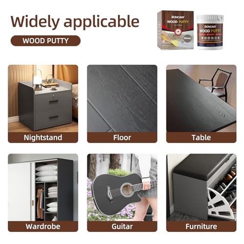 Boncart Wood Filler, 9.87 OZ Ebony Wood Putty - color: 9.87OZ Ebony