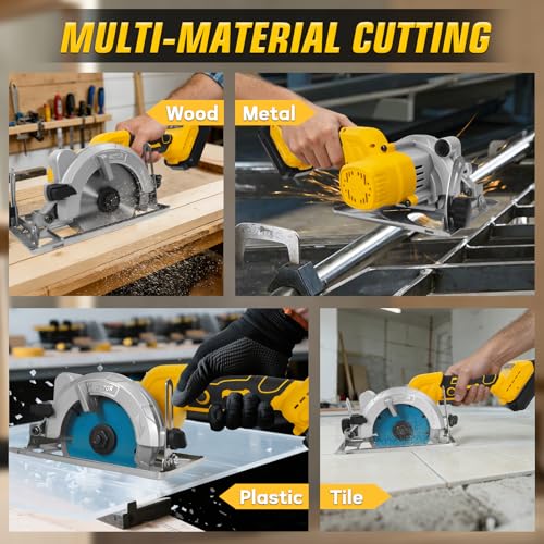 5" Cordless Circular Saw for Dewalt 20V Battery, 1000W Brushless Power Saw | 2 Blade, 0-45° Cutting Bevel, Cutting Depth 1.42″(36MM), Compact Circular Saws for Wood,PVC,Metal,Stone(No battery)